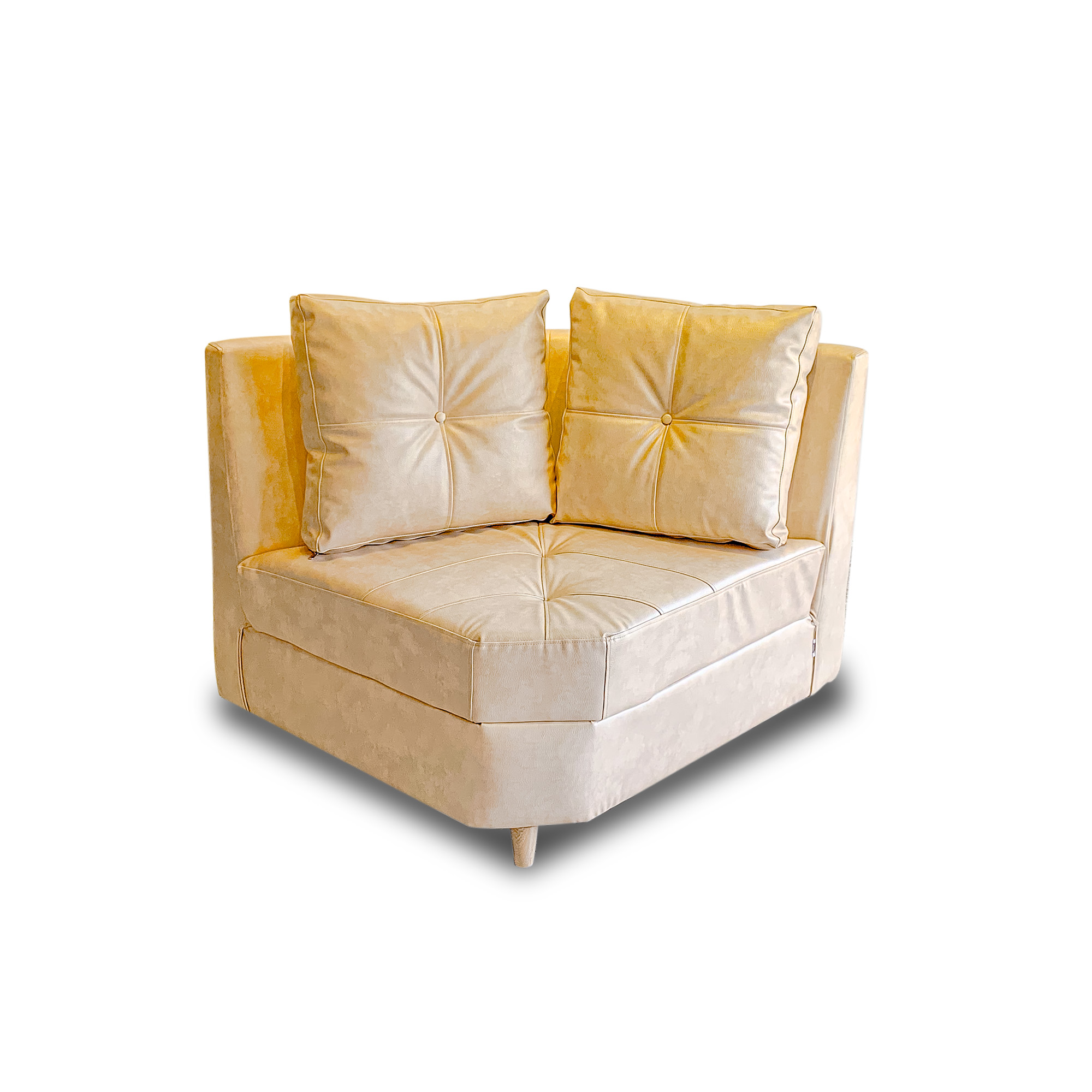Esquinero luifer lino marfil, patas de madera - Muebles en Medellín | Esquinero