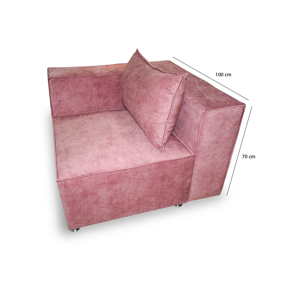 Sala modular marruecos lino palo rosa, 2 cojines, patas metalicas - Muebles en Medellín | Sala