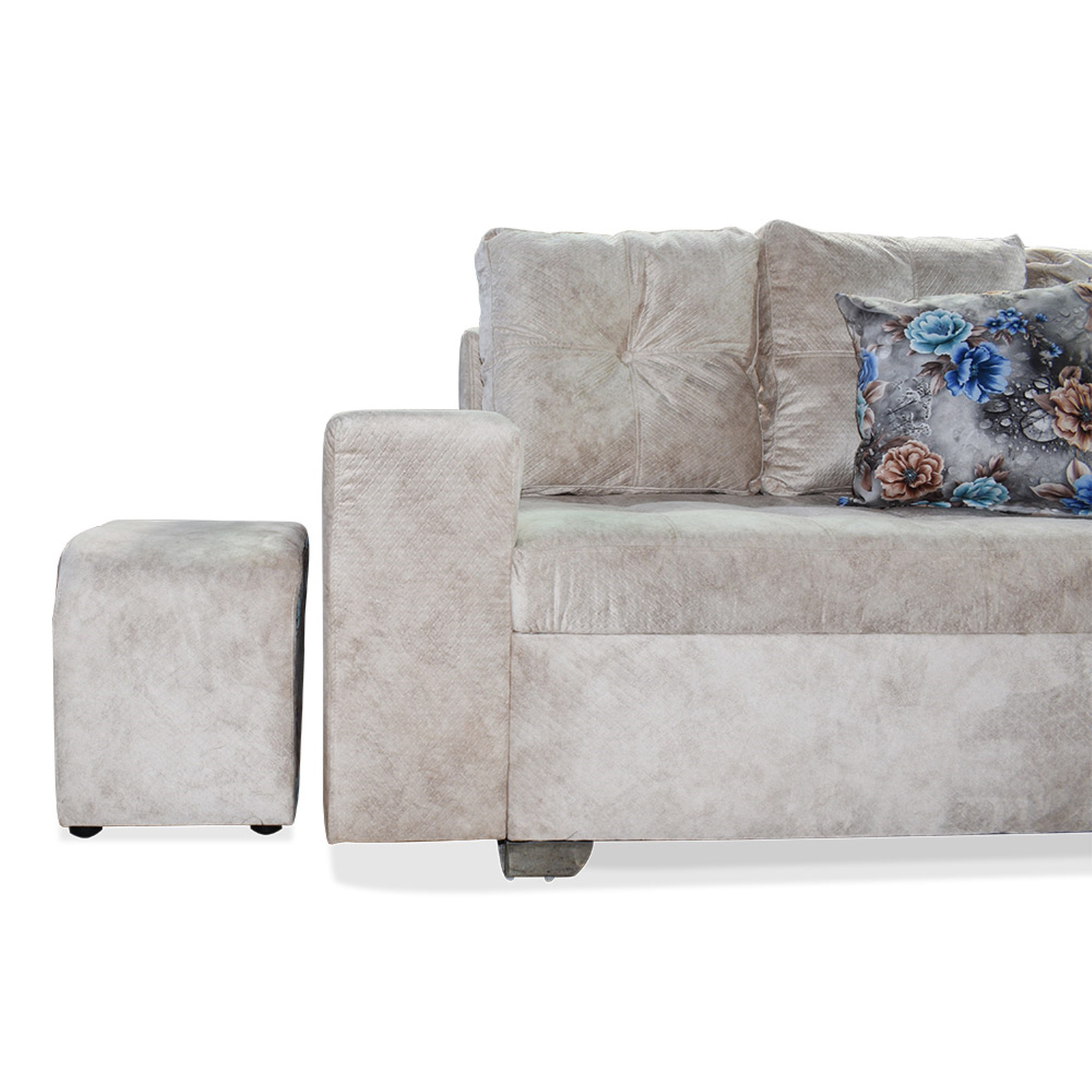 Esquinero alcalá lino beige, patas de metal + cojines decorativos - Muebles en Medellín | Esquinero