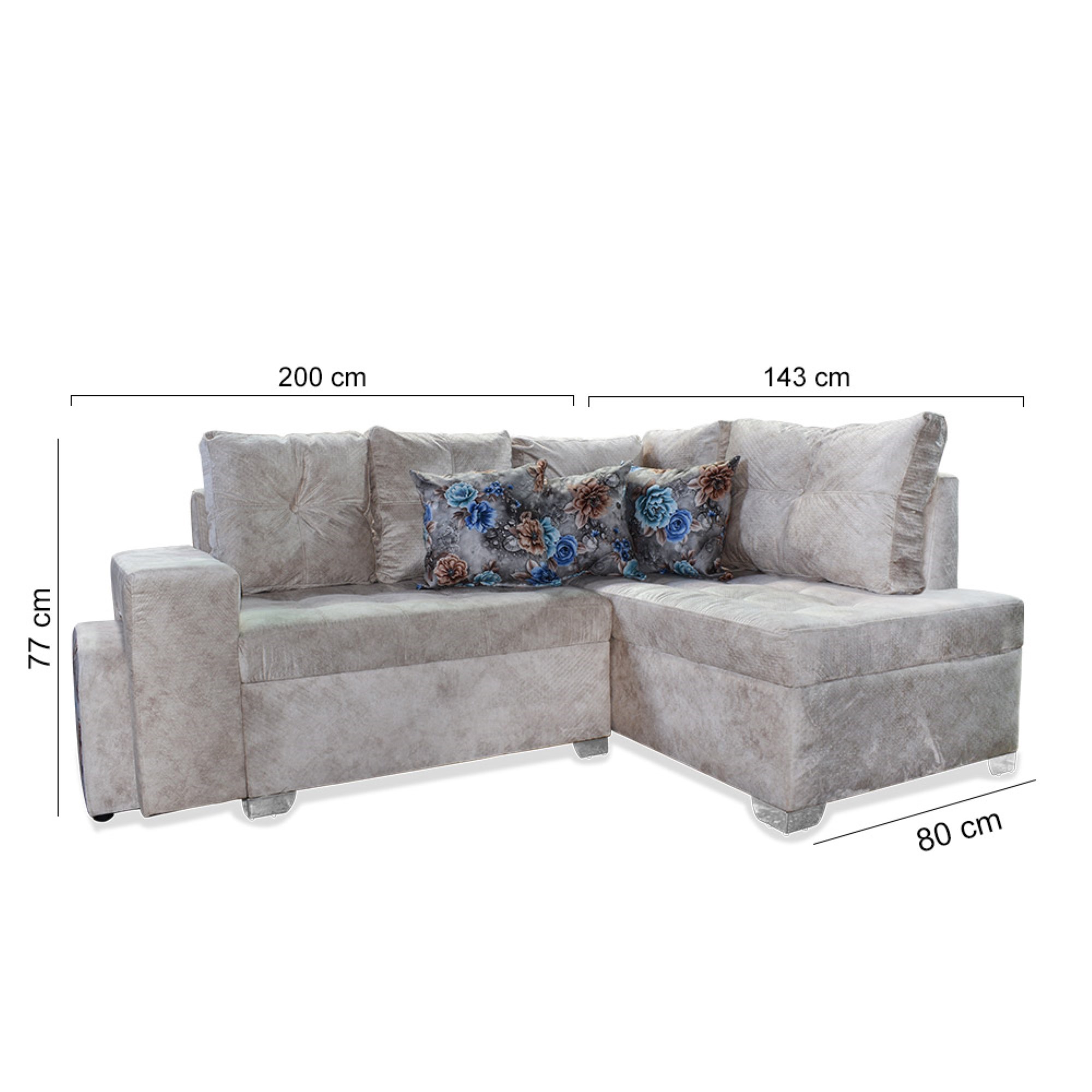 Esquinero alcalá lino beige, patas de metal + cojines decorativos - Muebles en Medellín | Esquinero