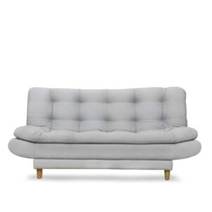 Sofacama damasco lino gris, patas de madera - Muebles en Medellín | Sofacama