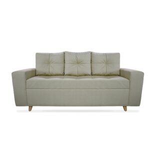 Sofa dubai lino beige, patas de madera - Muebles en Medellín | Sofá