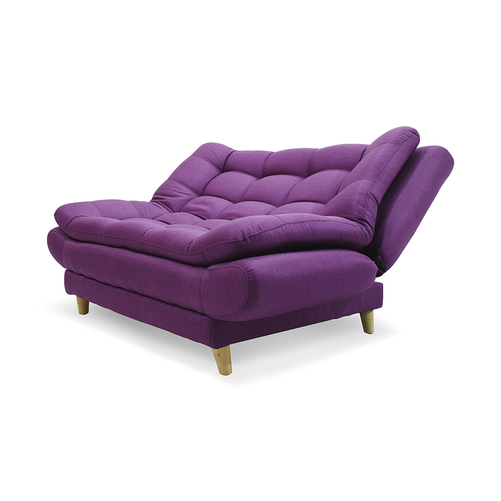 Sofacama damasco mini lino purpura, patas de madera - Muebles en Medellín | Sofá