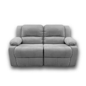 Sofa reclinable de dos puestos manual en poliester gris - Muebles en Medellín | Sofá