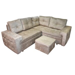 Sala modular monaco lino beige, patas de madera - Muebles en Medellín | Sala