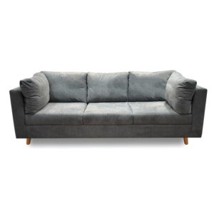 Sofa nakano 3 puesto lino gris, patas de madera - Muebles en Medellín | Sofá