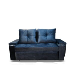 Sofacama dorian lino azul, patas metalicas - Muebles en Medellín | Sofacama