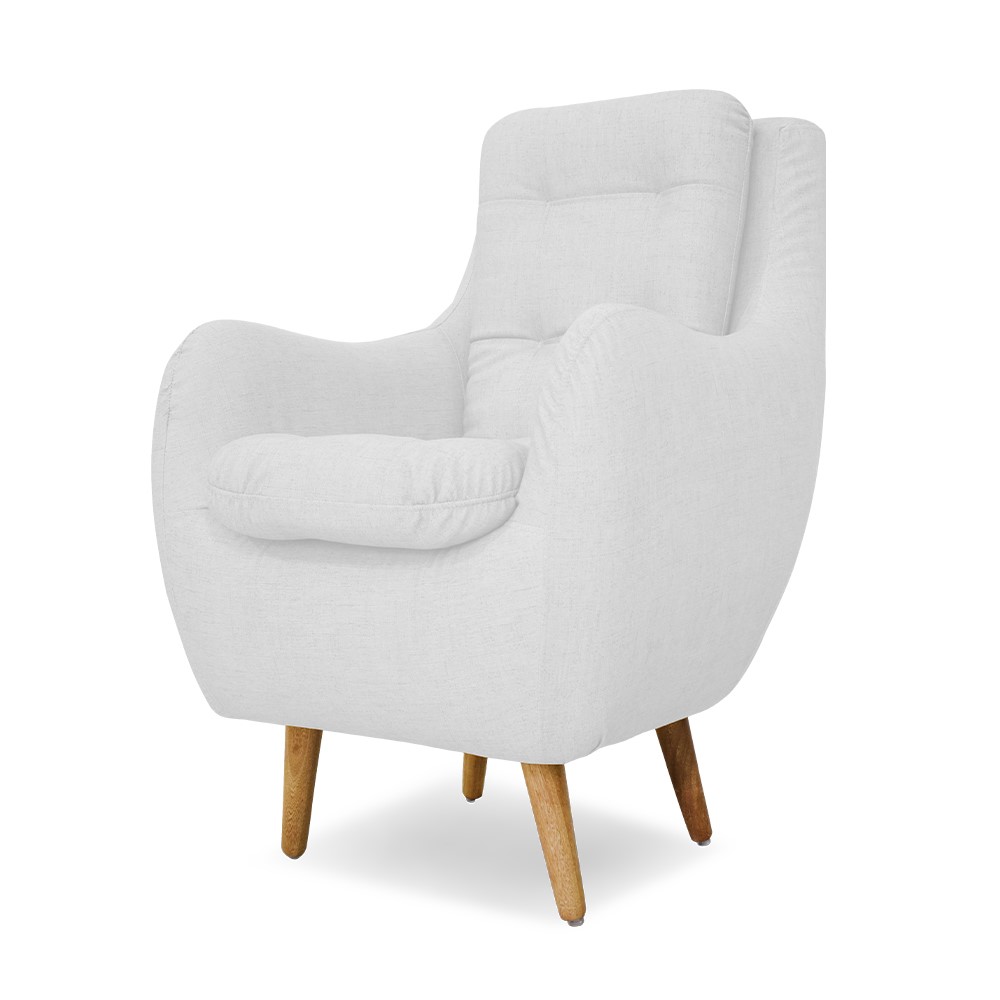Silla parís poliéster blanco patas de madera - Muebles en Medellín | Poltrona