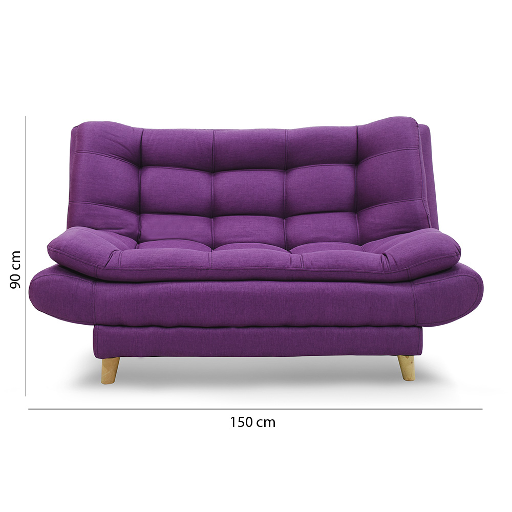 Sofacama damasco mini lino purpura, patas de madera - Muebles en Medellín | Sofá