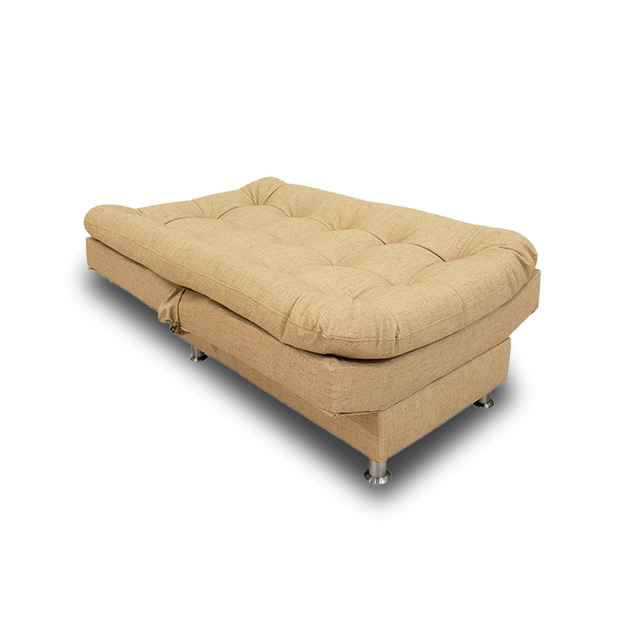 Sala moltochic poliéster beige, 2 cojines, patas metalicas - Muebles en Medellín | Sala