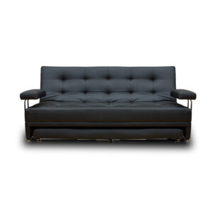 Sofacama ferreira sintético negro, patas metalicas - Muebles en Medellín | Sofacama