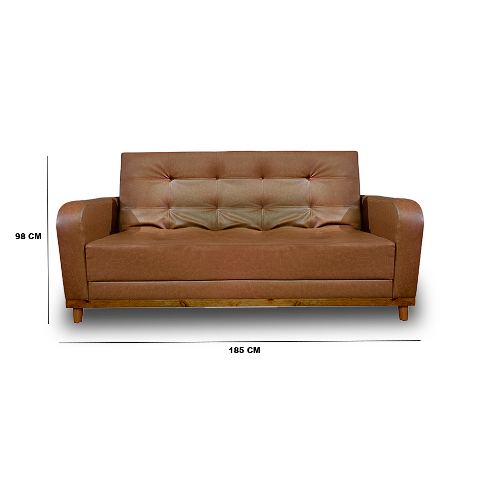 Sofacama soft sintético color café, patas de madera - Muebles en Medellín | Sofacama