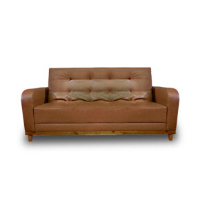 Sofacama soft sintético color café, patas de madera - Muebles en Medellín | Sofacama