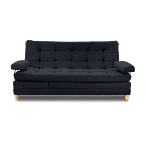 Sofacama cameron lino grafito con brazos, patas de madera - Muebles en Medellín | Sofacama