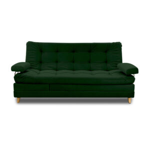 Sofacama cameron lino verde con brazos, patas de madera - Muebles en Medellín | Sofacama