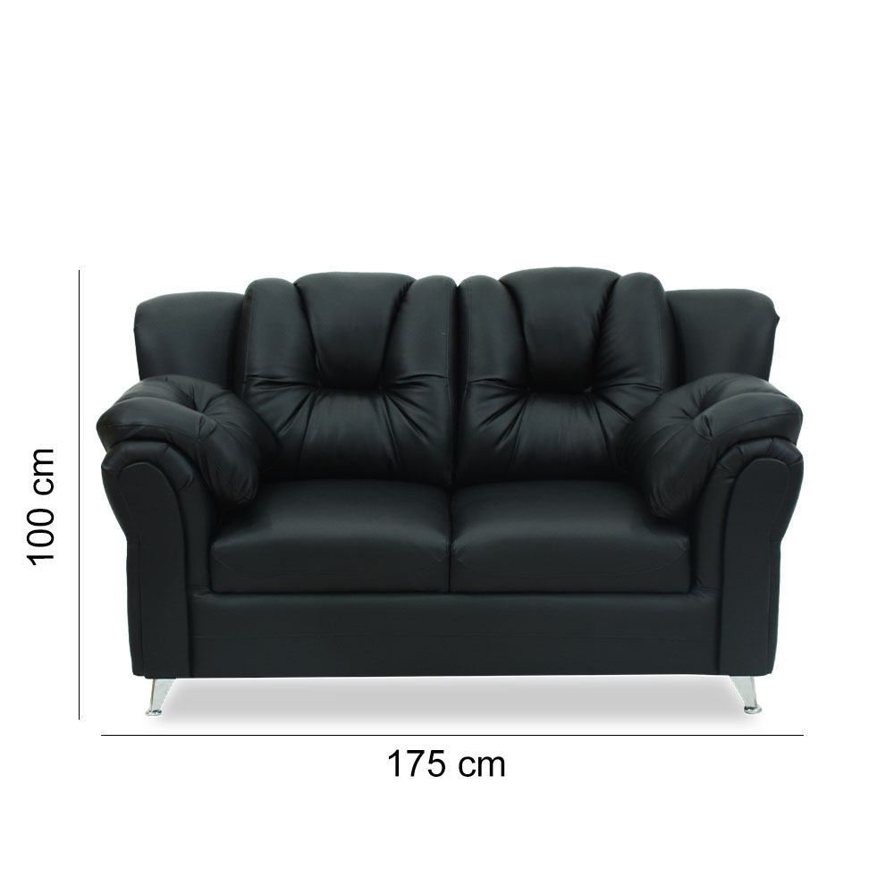 Sala relax sintético negro, 2 cojines, patas metalicas - Muebles en Medellín | Sala