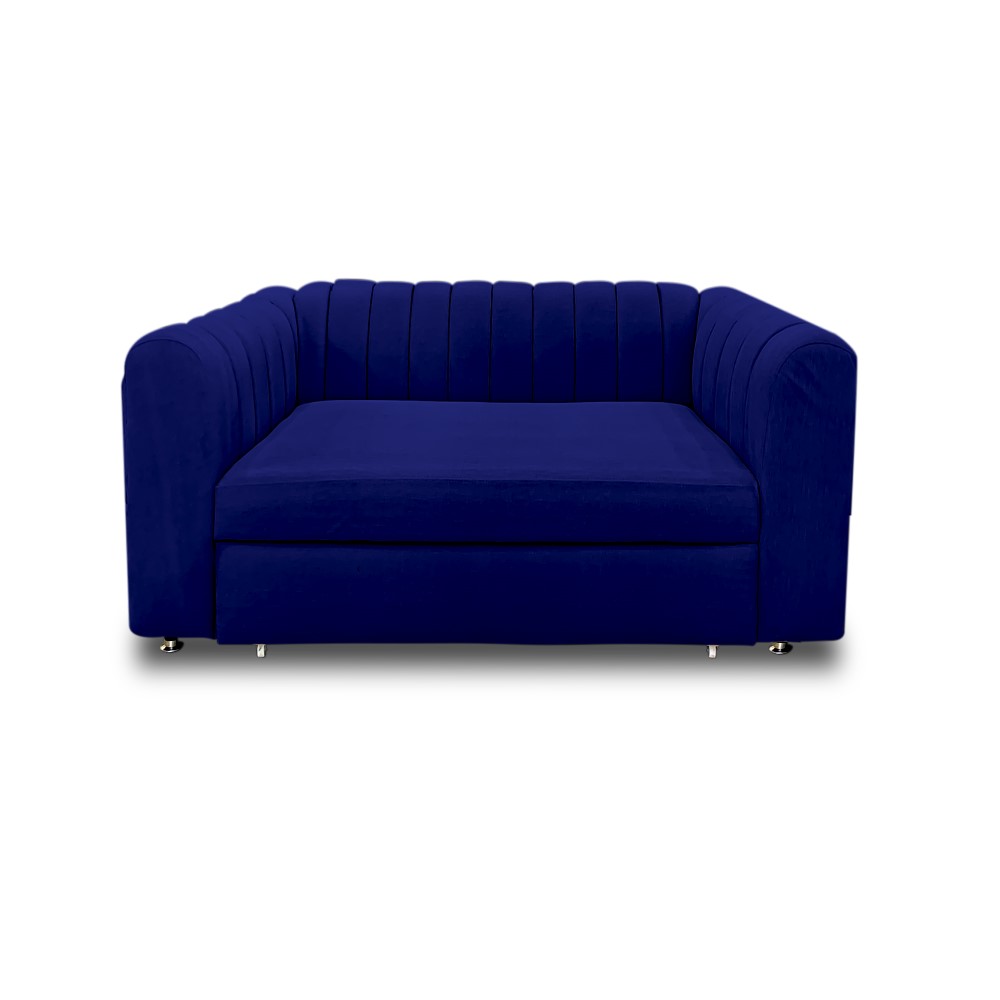 Sofá alaska lino azul oscuro, patas de acero - Muebles en Medellín | Sofá