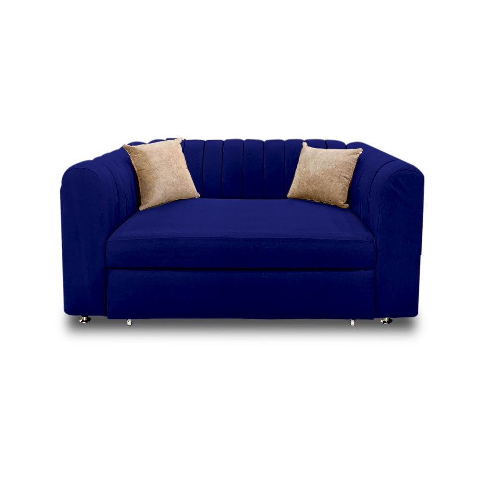 Sofá alaska lino azul oscuro, patas de acero - Muebles en Medellín | Sofá