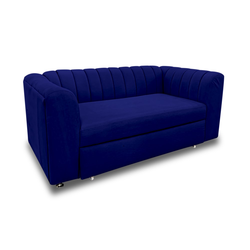 Sofá alaska lino azul oscuro, patas de acero - Muebles en Medellín | Sofá