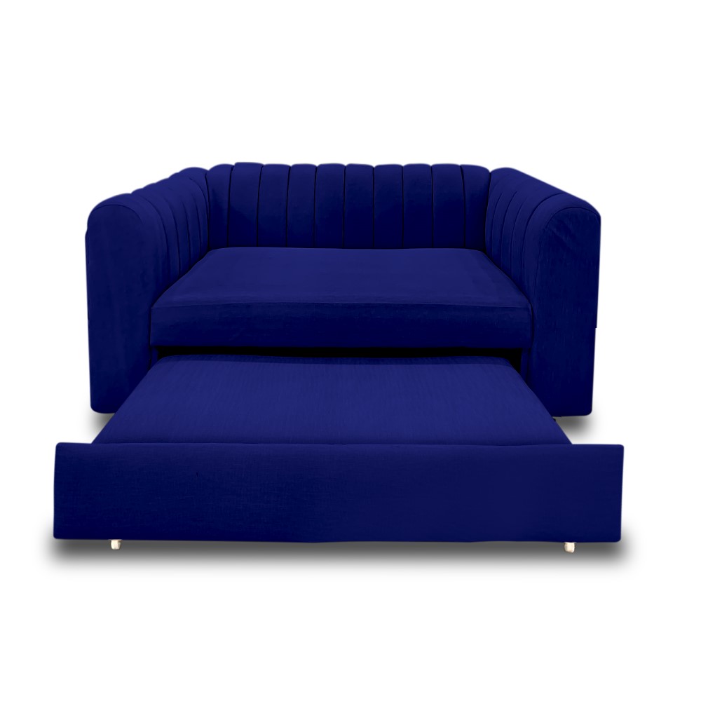 Sofá alaska lino azul oscuro, patas de acero - Muebles en Medellín | Sofá