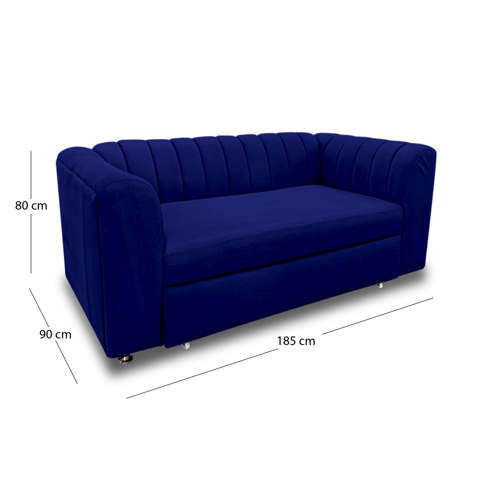 Sofá alaska lino azul oscuro, patas de acero - Muebles en Medellín | Sofá