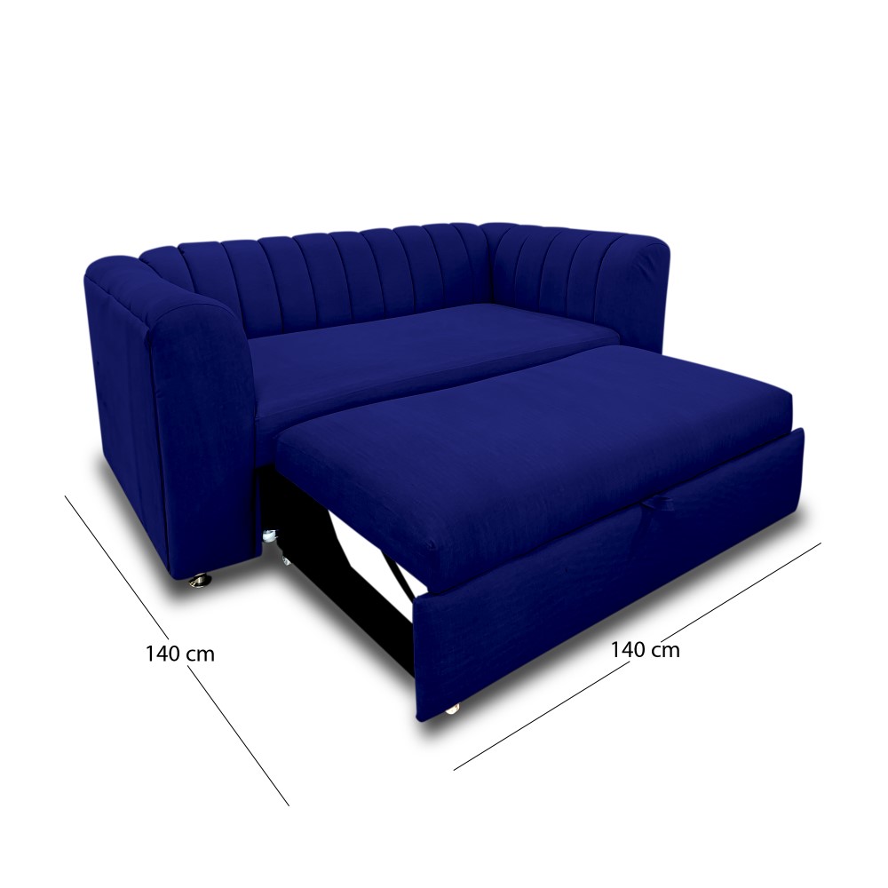 Sofá alaska lino azul oscuro, patas de acero - Muebles en Medellín | Sofá