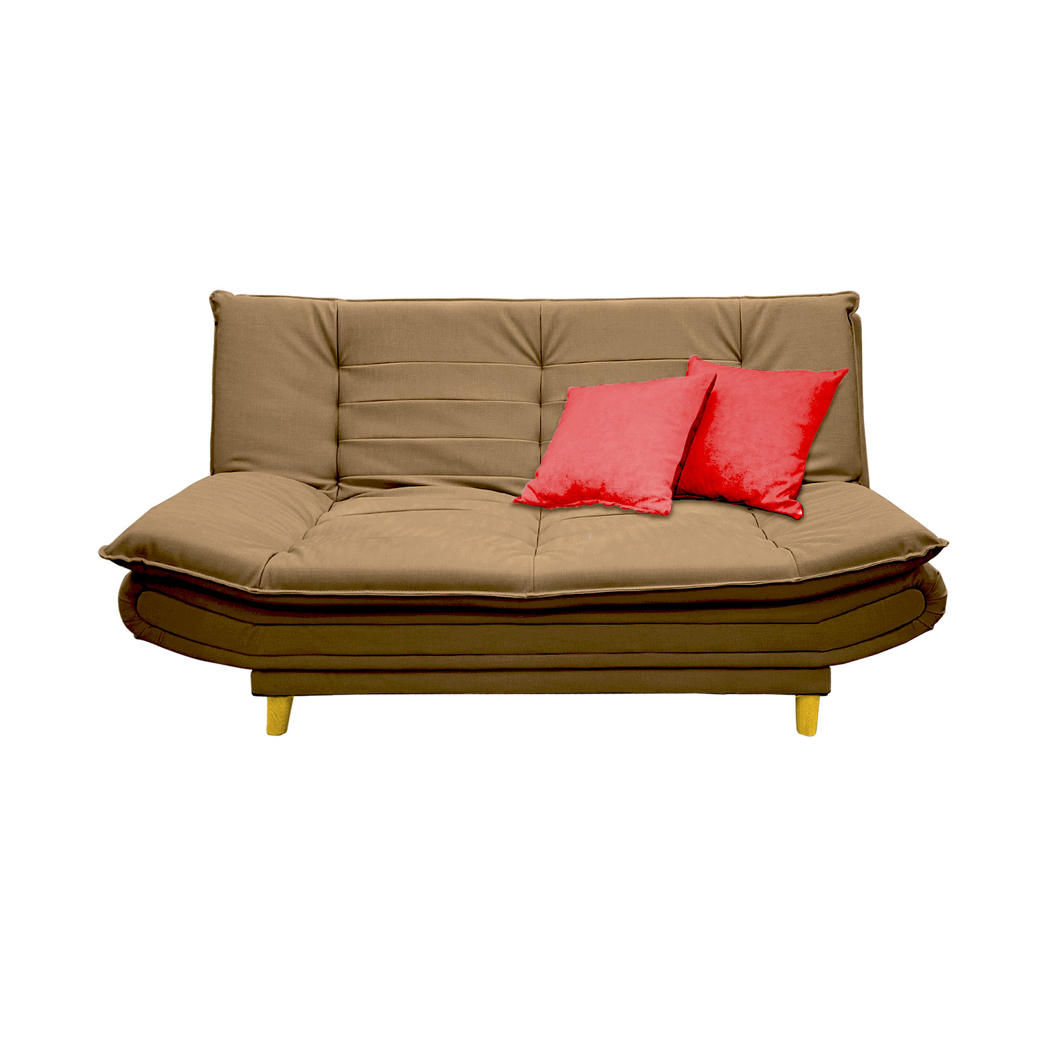 Sofacama germany sintetico cafe claro, patas de madera - Muebles en Medellín | Sofacama