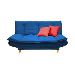 Sofacama germany sintetico azul oscuro, patas de madera - Muebles en Medellín | Sofacama