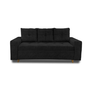 Sofa dubai lino negro, patas de madera - Muebles en Medellín | Sofá