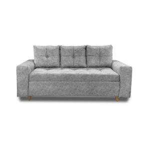 Sofa dubai lino gris, patas de madera - Muebles en Medellín | Sofá