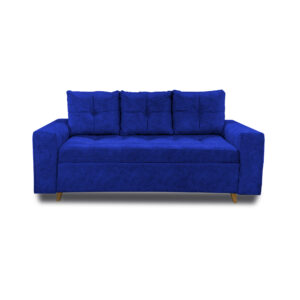 Sofa dubai lino azul, patas de madera - Muebles en Medellín | Sofá