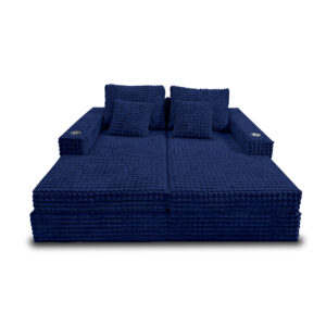Sofá hermes tela premium azul, deslizadores - Muebles en Medellín | Sofá