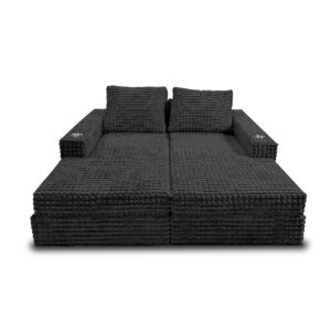 Sofá hermes tela premium negro, deslizadores - Muebles en Medellín | Sofá