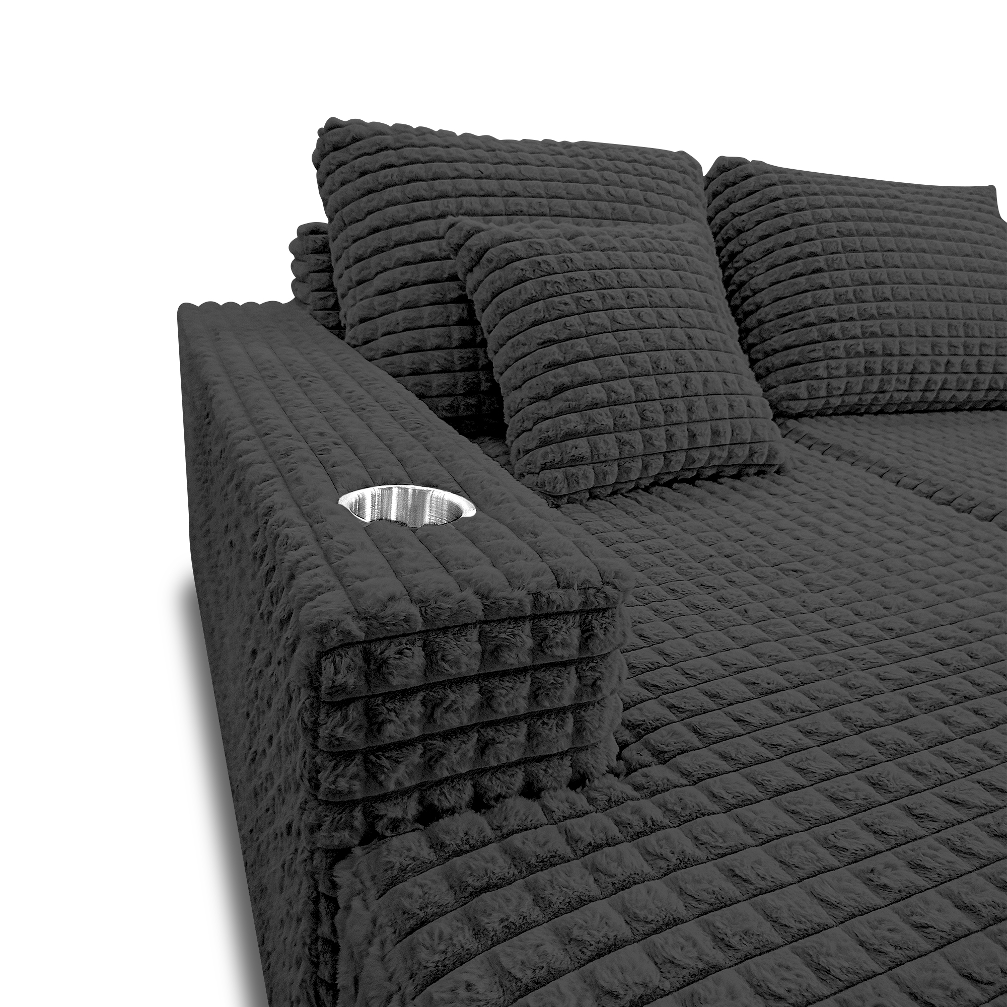 Sofá hermes tela premium negro, deslizadores - Muebles en Medellín | Sofá