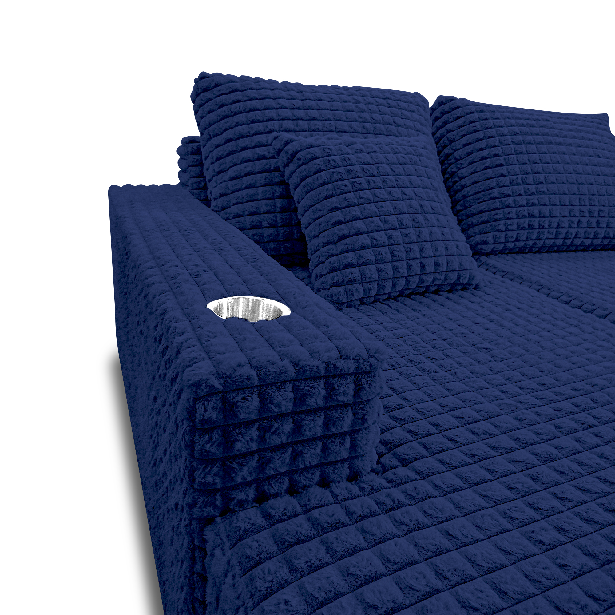 Sofá hermes tela premium azul, deslizadores - Muebles en Medellín | Sofá