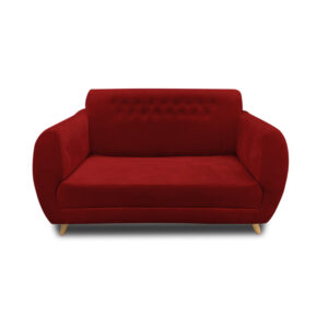 Sofa isabellina lino rojo, patas de madera - Muebles en Medellín | Sofá