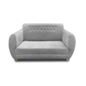 Sofa isabellina lino gris, patas de madera - Muebles en Medellín | Sofá