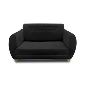 Sofa isabellina lino negro, patas de madera - Muebles en Medellín | Sofá