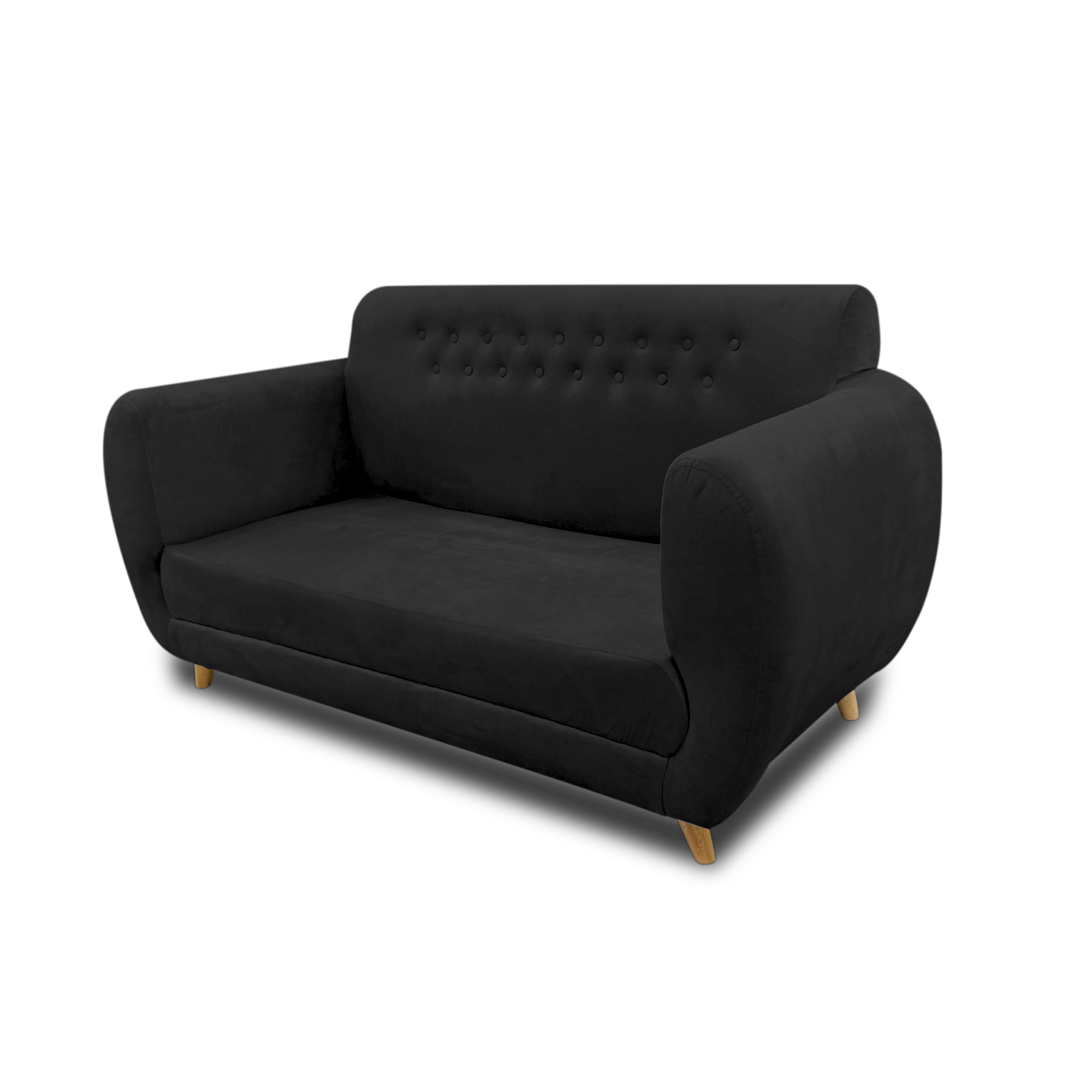 Sofa isabellina lino negro, patas de madera - Muebles en Medellín | Sofá
