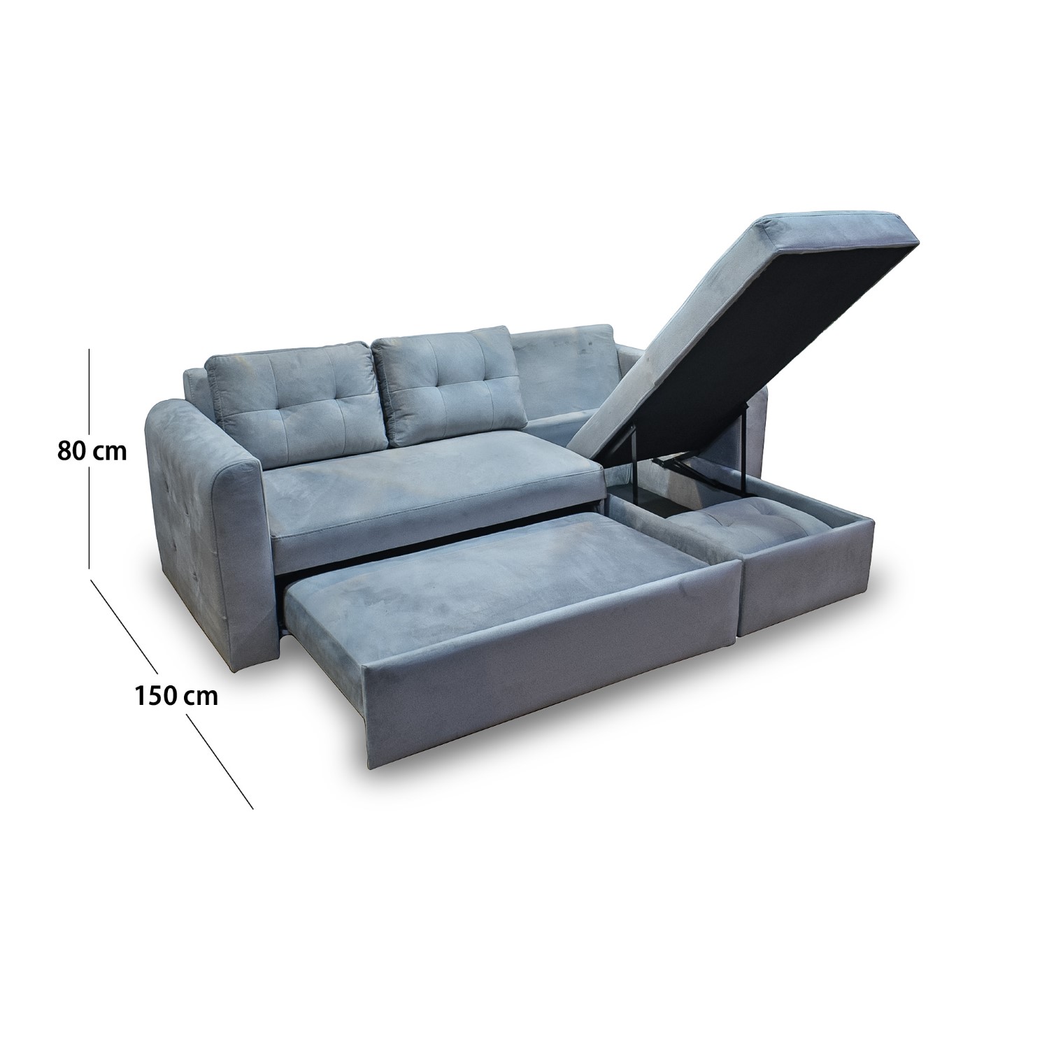 Esquinero modular habanna, lino plata, patas metalicas - Muebles en Medellín | Esquinero