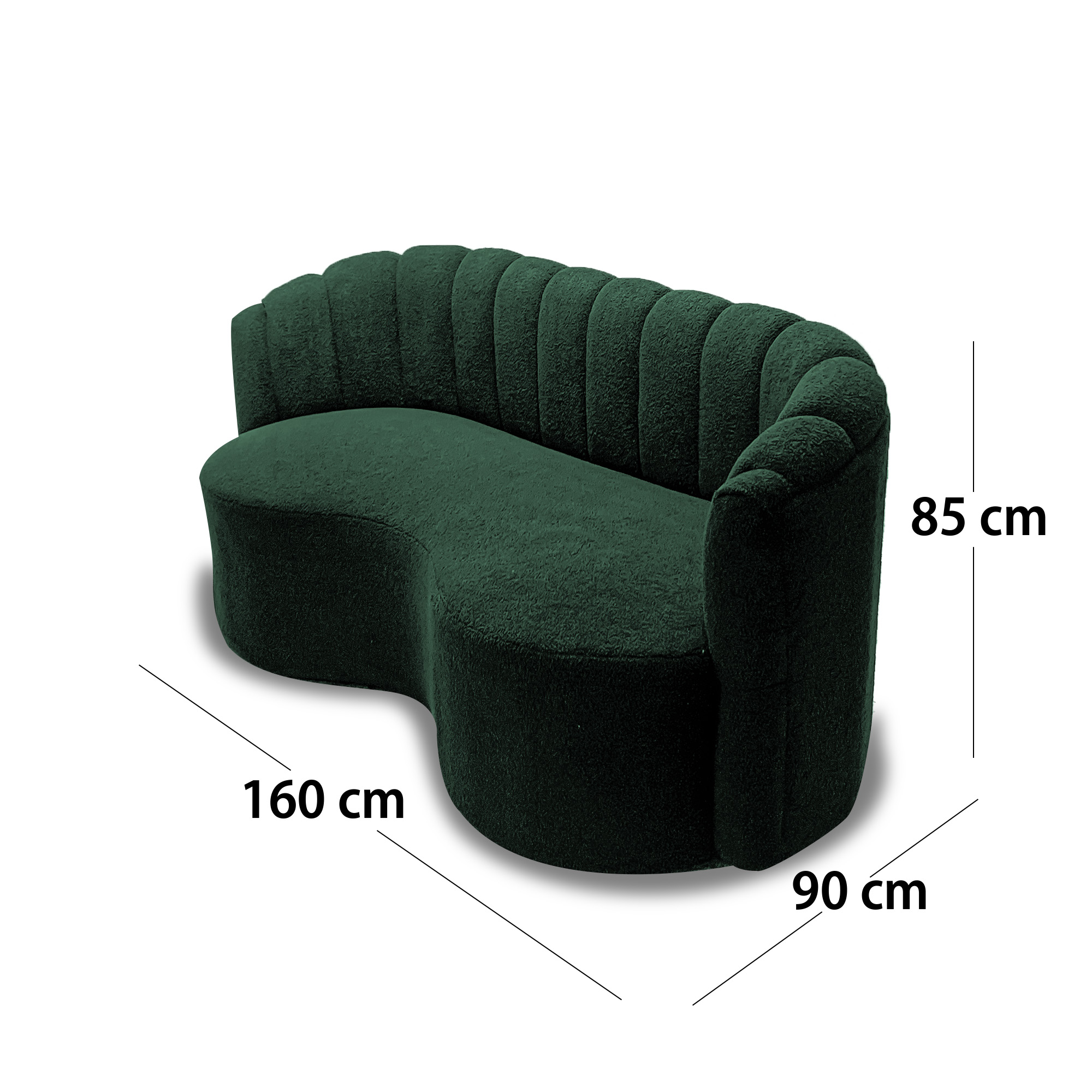 Sala curve tela ovejera verde, deslizadores - Muebles en Medellín | Sala