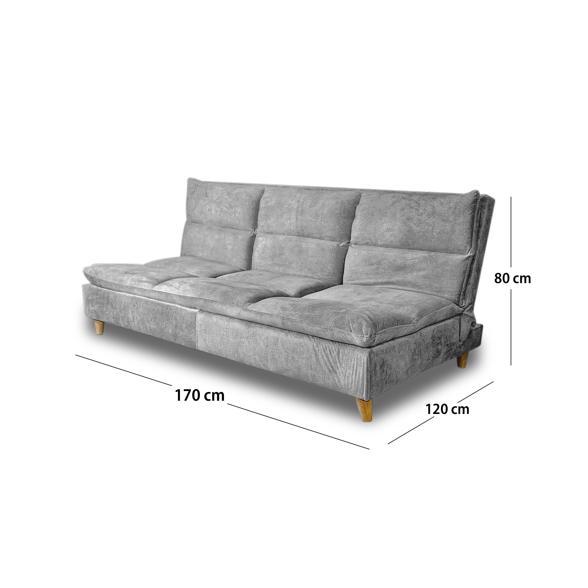 Sofacama peggy lino plata, patas de madera - Muebles en Medellín | Sofacama
