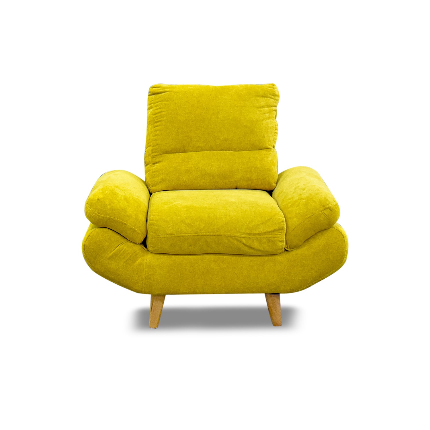 Sala venecia lino amarillo, cojines, patas de madera - Muebles en Medellín | Sala