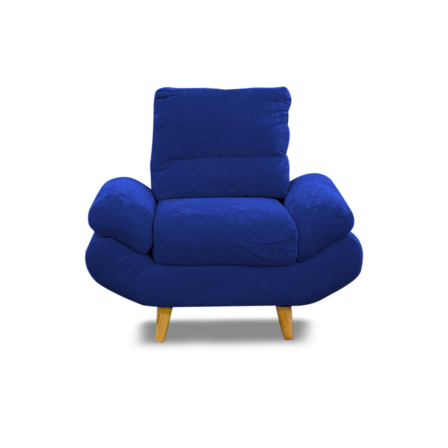 Sala venecia lino azul oscuro, cojines, patas de madera - Muebles en Medellín | Sala