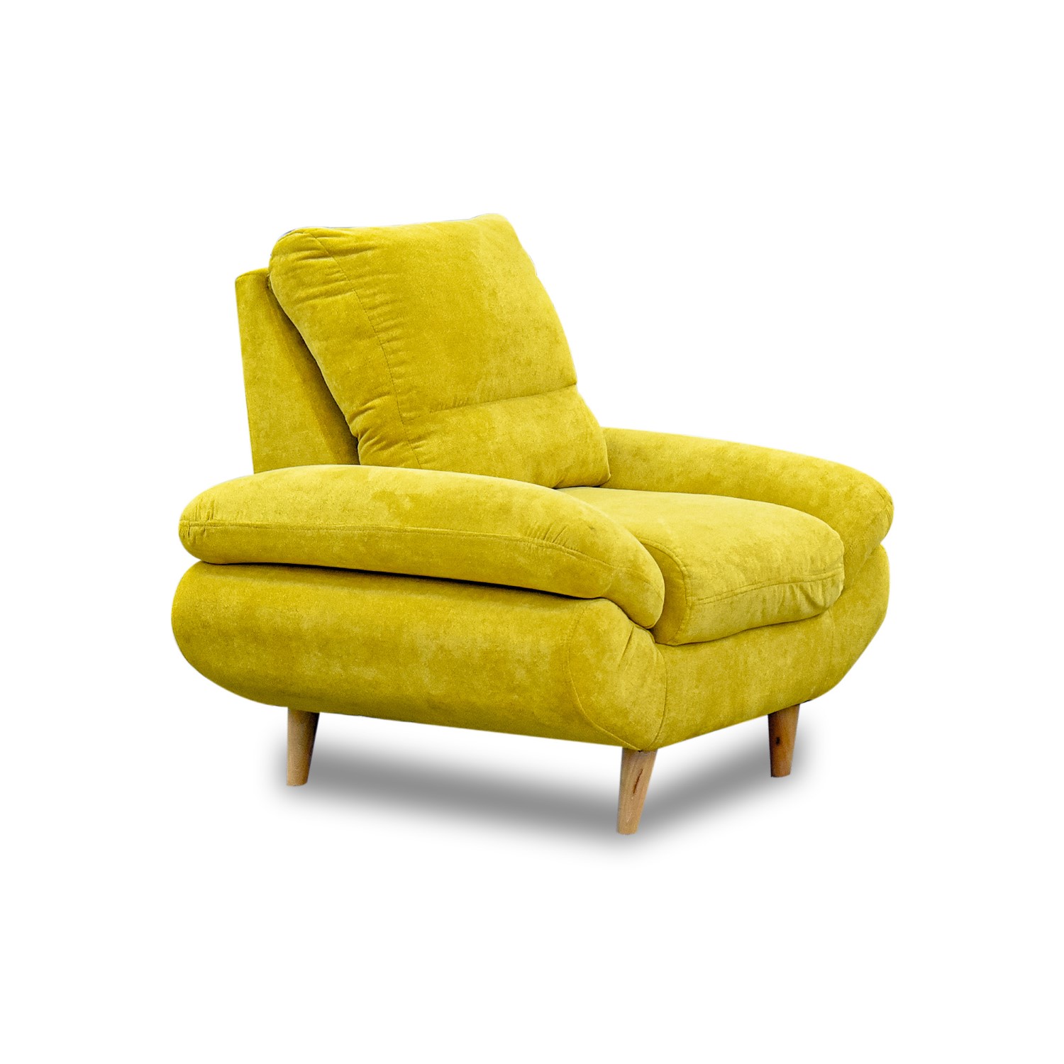 Sala venecia lino amarillo, cojines, patas de madera - Muebles en Medellín | Sala