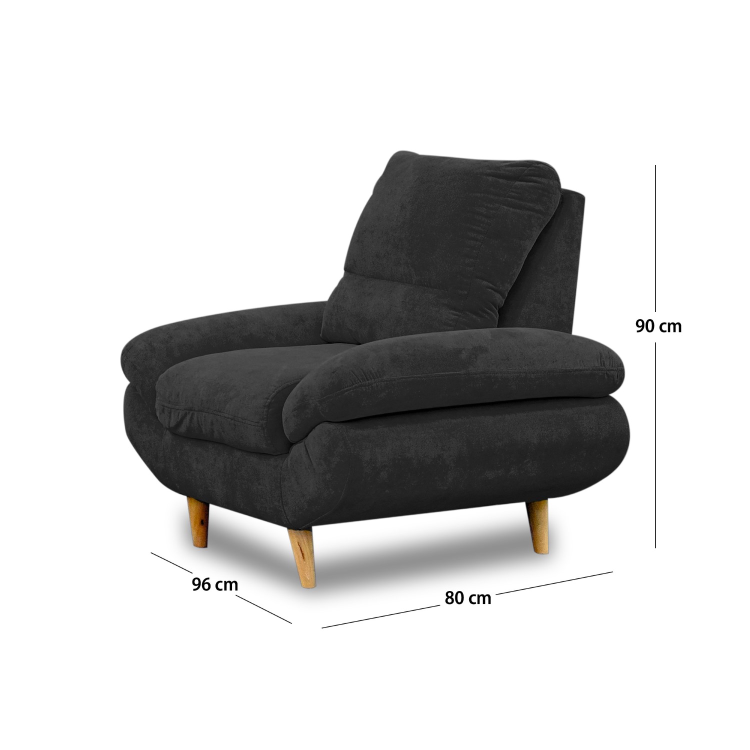 Sala venecia lino negro 2 cojines, patas de madera - Muebles en Medellín | Sala