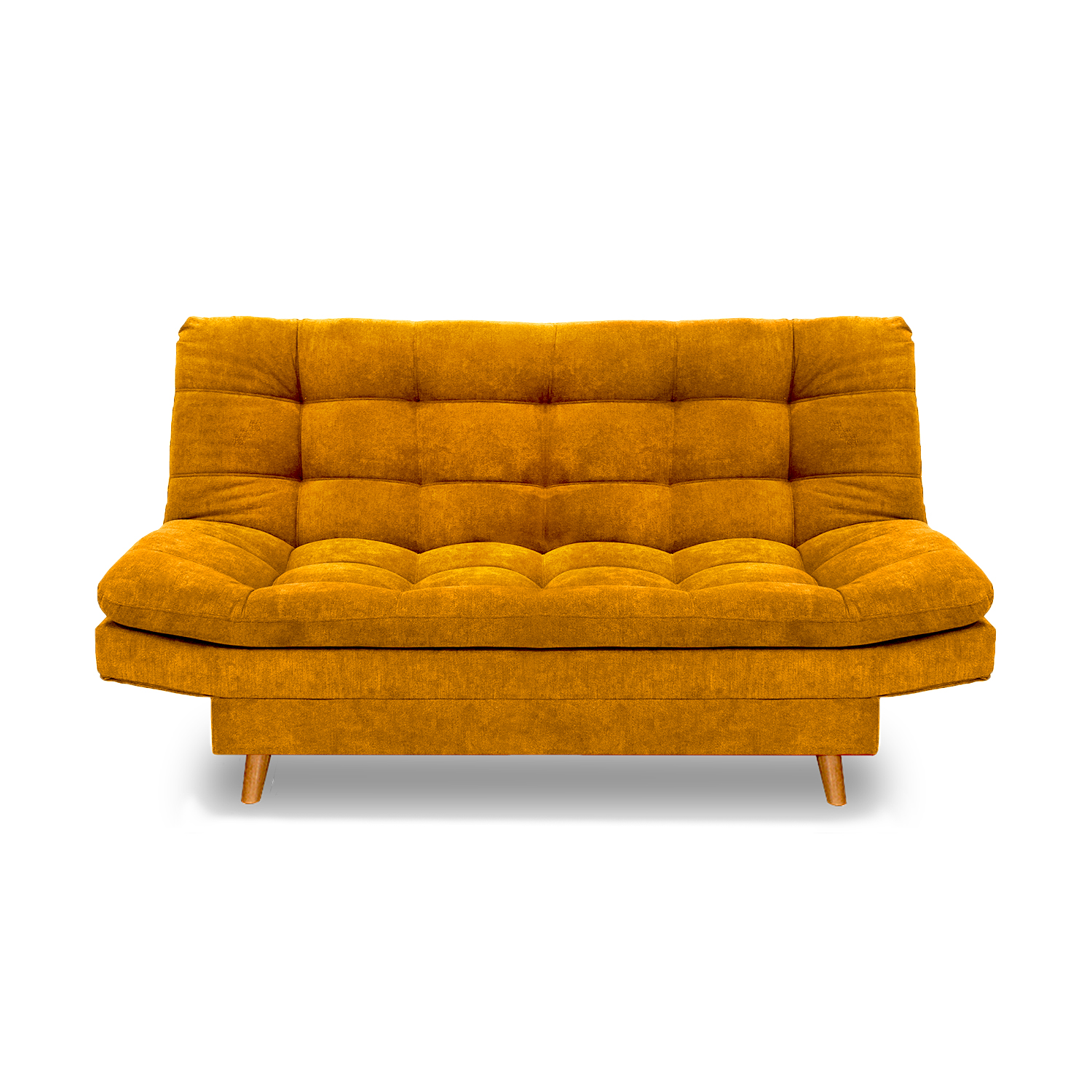 Sofacama moltochic lino mostaza, patas de madera - Muebles en Medellín | Sofacama