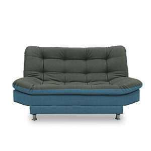 Sofacama moltochic mini lino grisazul, patas de madera - Muebles en Medellín | Sofacama mini