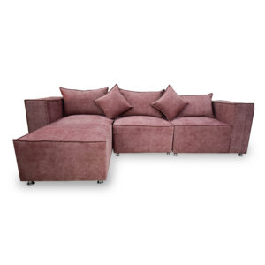Sala modular marruecos lino palo rosa, 2 cojines, patas metalicas - Muebles en Medellín | Sala