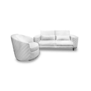Sala velez lino blanco con patas metalicas - Muebles en Medellín | Sala